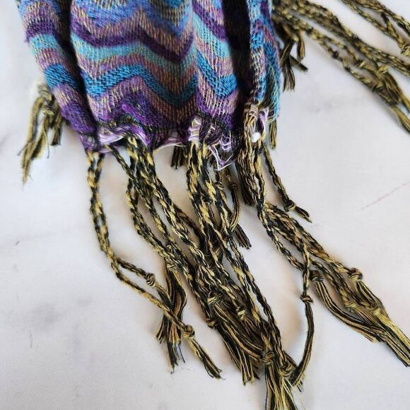 Multi pattern scarf Chevron striped fringe trim - Picture 3 of 4